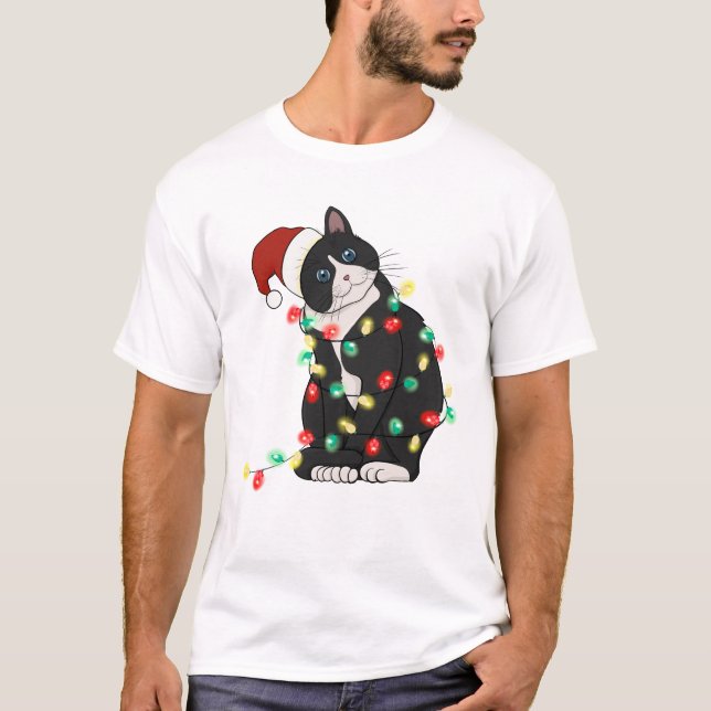 Camiseta Gato de Natal Engraçado (Frente)