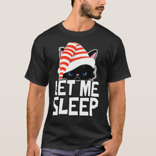 Camiseta Gato De Natal Engraçado Deixe-Me Dormir Bonito