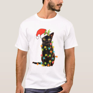 Camiseta Gato de Natal Engraçado, Feliz, Árvore de Natal
