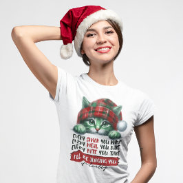 Camiseta Gato De Natal Engraçado Julgando Você Silenciosame