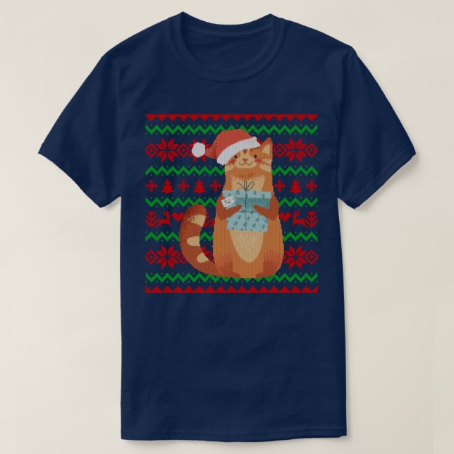 Camiseta Gato de Natal Feio (Frente do Design)