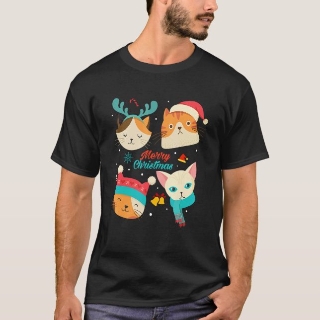 Camiseta Gato de Natal Gatinho de Natal Presente de Natal (Frente)