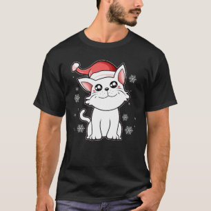 Camiseta Gato de Natal Gato de Chapéu Aluguel