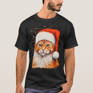 Camiseta Gato de Natal Laranja Gengibre Pop Art