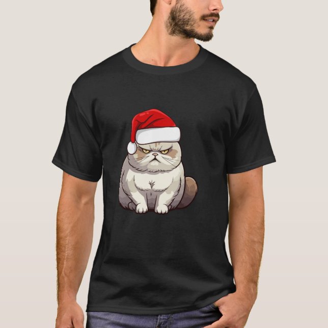 Camiseta Gato de Natal rabugento (Frente)
