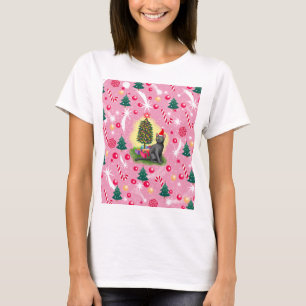 Camiseta Gato de Natal Rosa