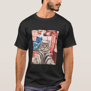 Camiseta Gato de Natal Selfie Gato Engraçado