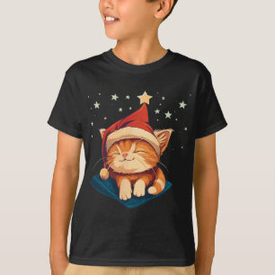 Camiseta Gato de Natal Sonolento