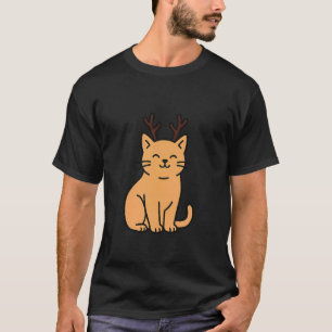 Camiseta Gato de Natal Usando Antílope de Renas Férias Des