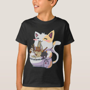 Camiseta Gato De Neko Cinto Com Ramen Noodles Anime Japão