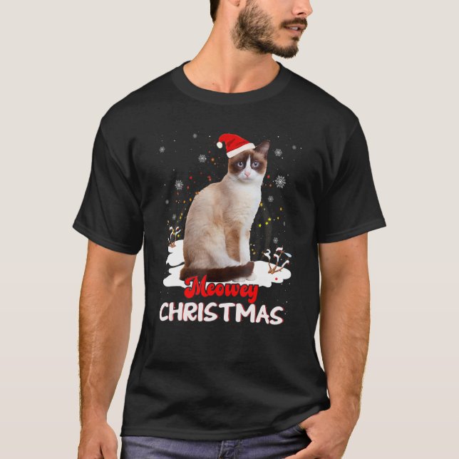 Camiseta Gato de Neve Proprietário de Gato de Natal (Frente)