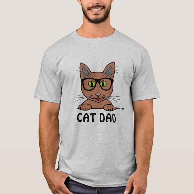 Camiseta Gato de óculos de PAI CAT (Frente)