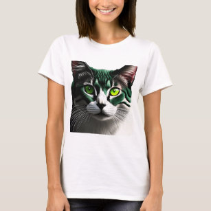Camiseta Gato De Olhos Verdes E Peles
