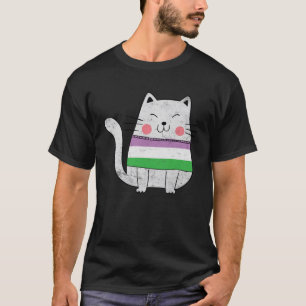 Camiseta Gato de Orgulho de Gatos LGBTQ com Sinalizador do