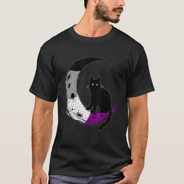 Camiseta Gato De Orgulho Gato Asexual Da Lua (Frente)