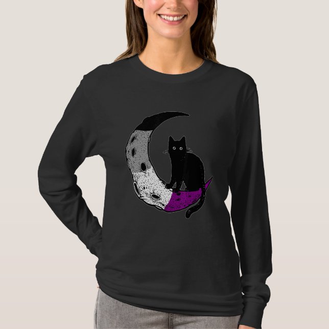 Camiseta Gato De Orgulho Gato Asexual Da Lua (Frente)