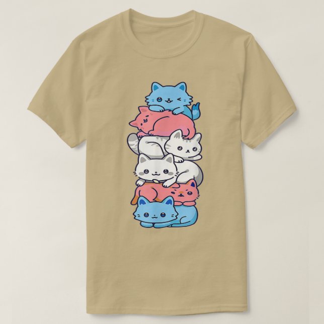 Camiseta Gato de Orgulho Transgênero Gato LGBT Rótulo Trans (Frente do Design)
