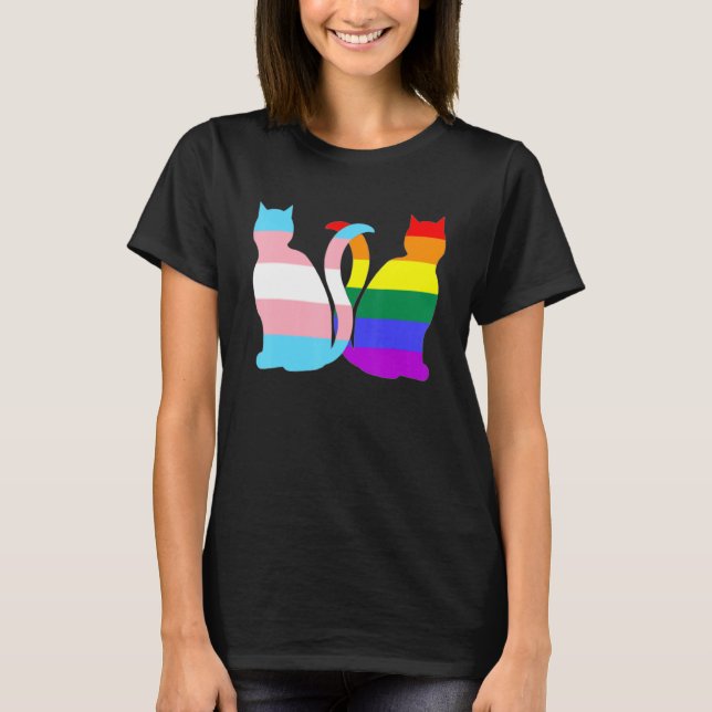 Camiseta Gato De Orgulho Transgênero Ggbt Sinal Trans Cats  (Frente)