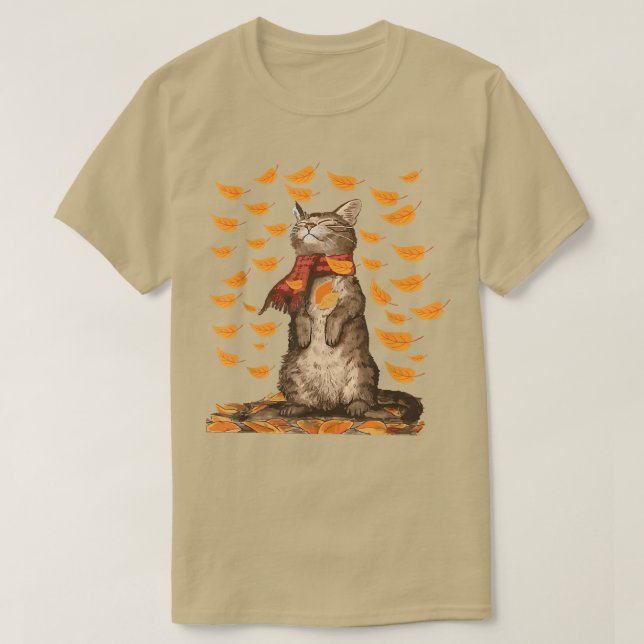 Camiseta Gato de outono, Gato de outono, Gatinho, Gatinho,  (Frente do Design)