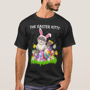 Camiseta Gato de Ovo Páscoa Caça Coelhinha Orelha Gato de O