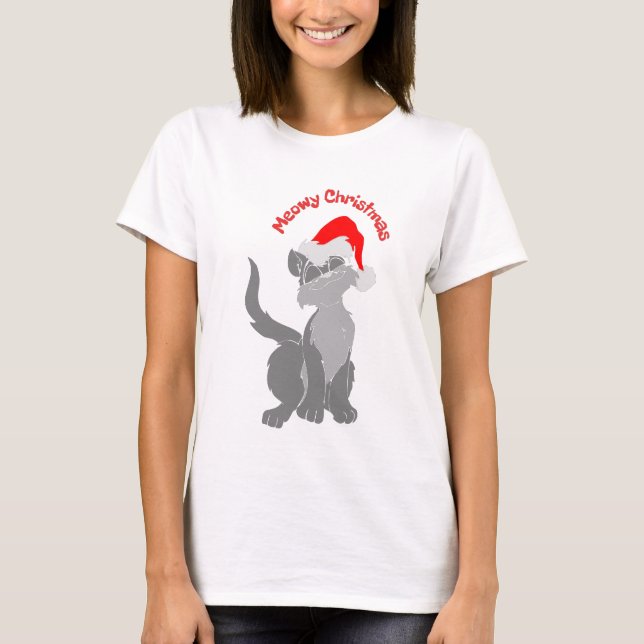 Camiseta Gato de Papais noeis de Natal Moguosos e Bonitos (Frente)