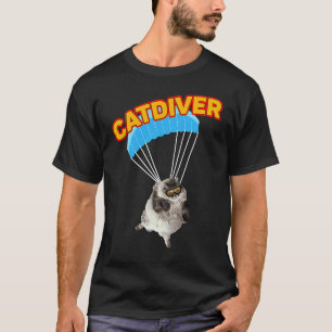 Camiseta Gato de Paraquedismo Gato Mergulhador Parapente