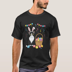 Camiseta Gato de Páscoa engraçado com orelhas de coelho Ovo