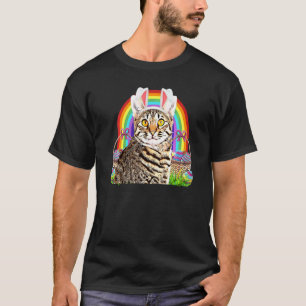 Camiseta Gato de Páscoa Fofo Coelho Caça ao Ovo Arco-íris G