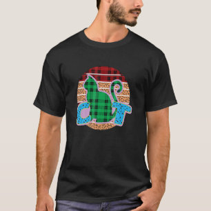 Camiseta Gato de Patchwork de Pôr do Sol Retro Gráfico