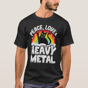 Camiseta Gato de Paz Amor & Heavy Metal Banda Punk de Crian
