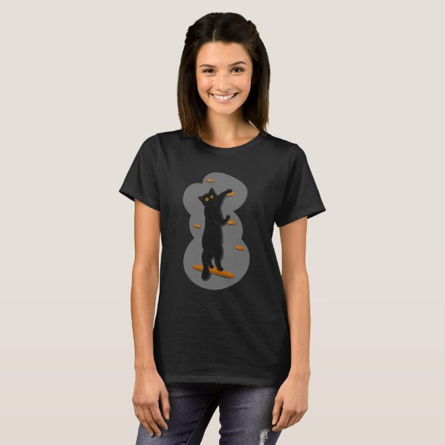Camiseta Gato de pedra negra (Frente Completa)