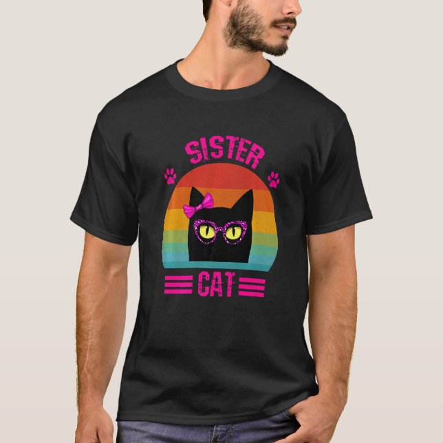 Camiseta Gato De Pequena Irmã Com Leopardo Rosa Gla (Frente)