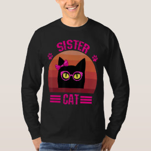 Camiseta Gato De Pequena Irmã Com Óculos Rosa Bonitos