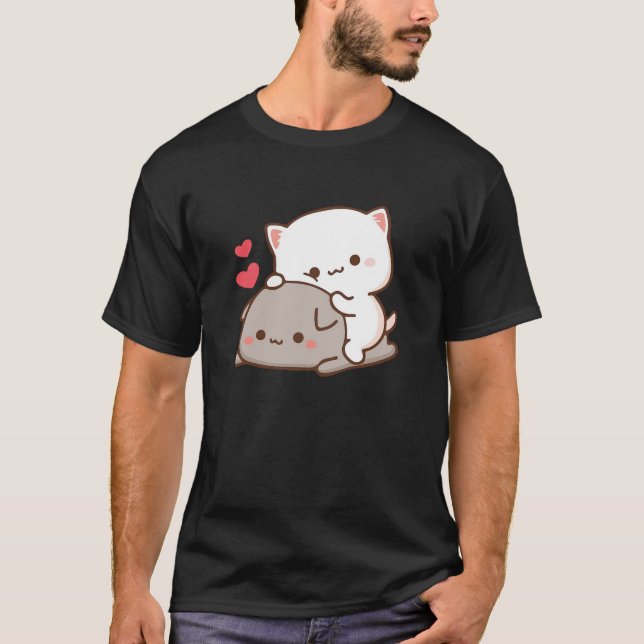Camiseta Gato de pêssego do mochi fofo Clássico (Frente)