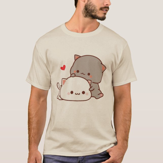 Camiseta gato de pêssego fofo (Frente)