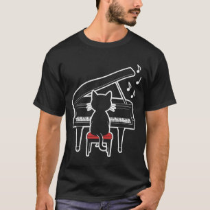 Camiseta Gato de Piano Amante da Música Pianista Professor