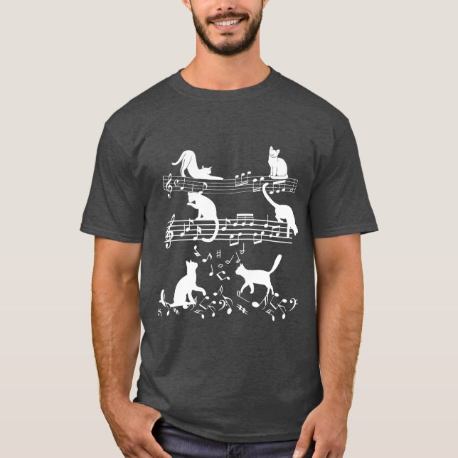 Camiseta Gato De Piano De Lover De Música Bonita Tocando Em (Frente)