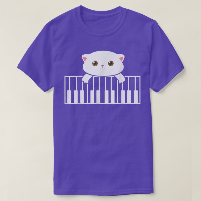 Camiseta Gato de Piano Piano Povoado Gato Proprietário de G (Frente do Design)