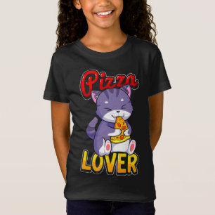 Camiseta Gato De Pizza Alugueiro Gato Bonito Comendo Uma Fa