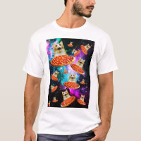 Gato de pizza espacial engraçado