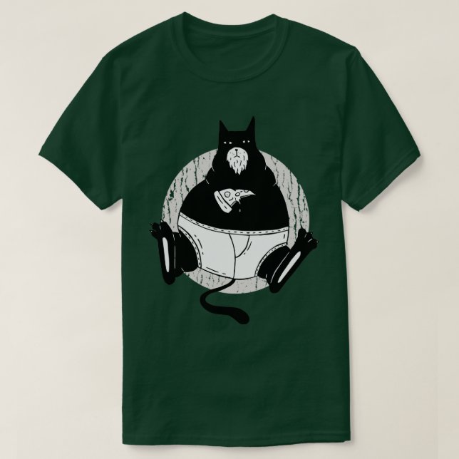 Camiseta Gato de pizza gordo (Frente do Design)