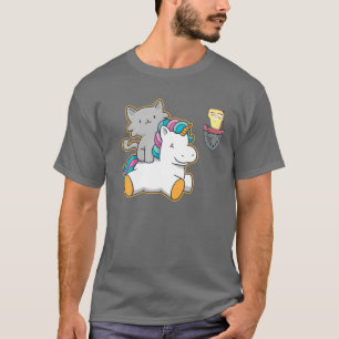 Camiseta Gato De Pocket Enrolado Kawaii Unicorn Pet Kitten