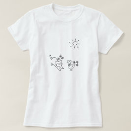 Camiseta Gato de Primavera Minimalista