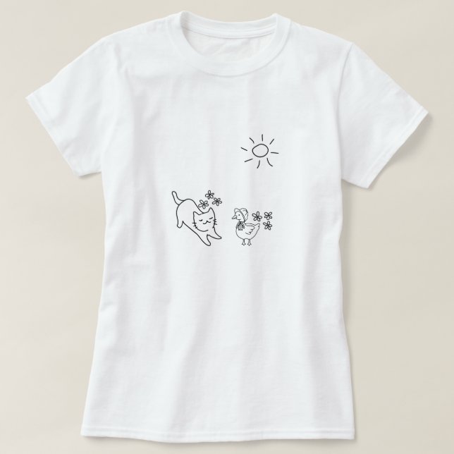 Camiseta Gato de Primavera Minimalista (Frente do Design)