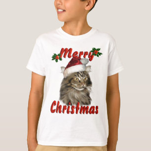 Camiseta Gato de racum de Maine do Feliz Natal
