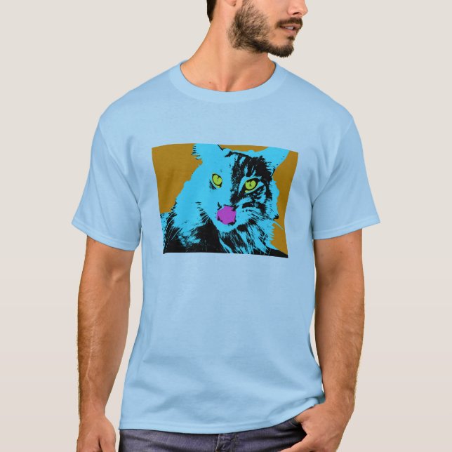 Camiseta Gato de racum de Maine do pop art (Frente)
