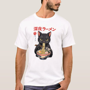 Camiseta Gato de Ramen da Meia-Noite
