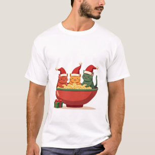 Camiseta Gato de Ramen de Natal Papai Noel Anime Meow Kitty