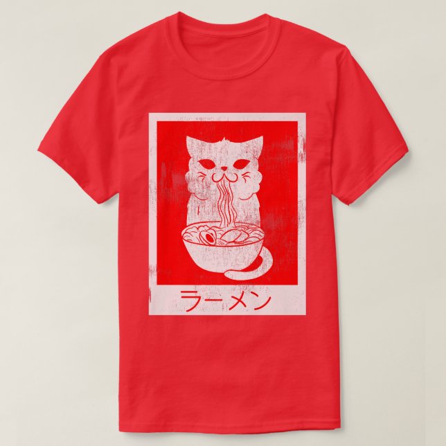 Camiseta Gato De Ramen Japonês Comendo Uma Tola De Nódulos  (Frente do Design)