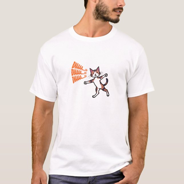 Camiseta Gato de Rastreio Retroativo - Teto de Cartoon Engr (Frente)
